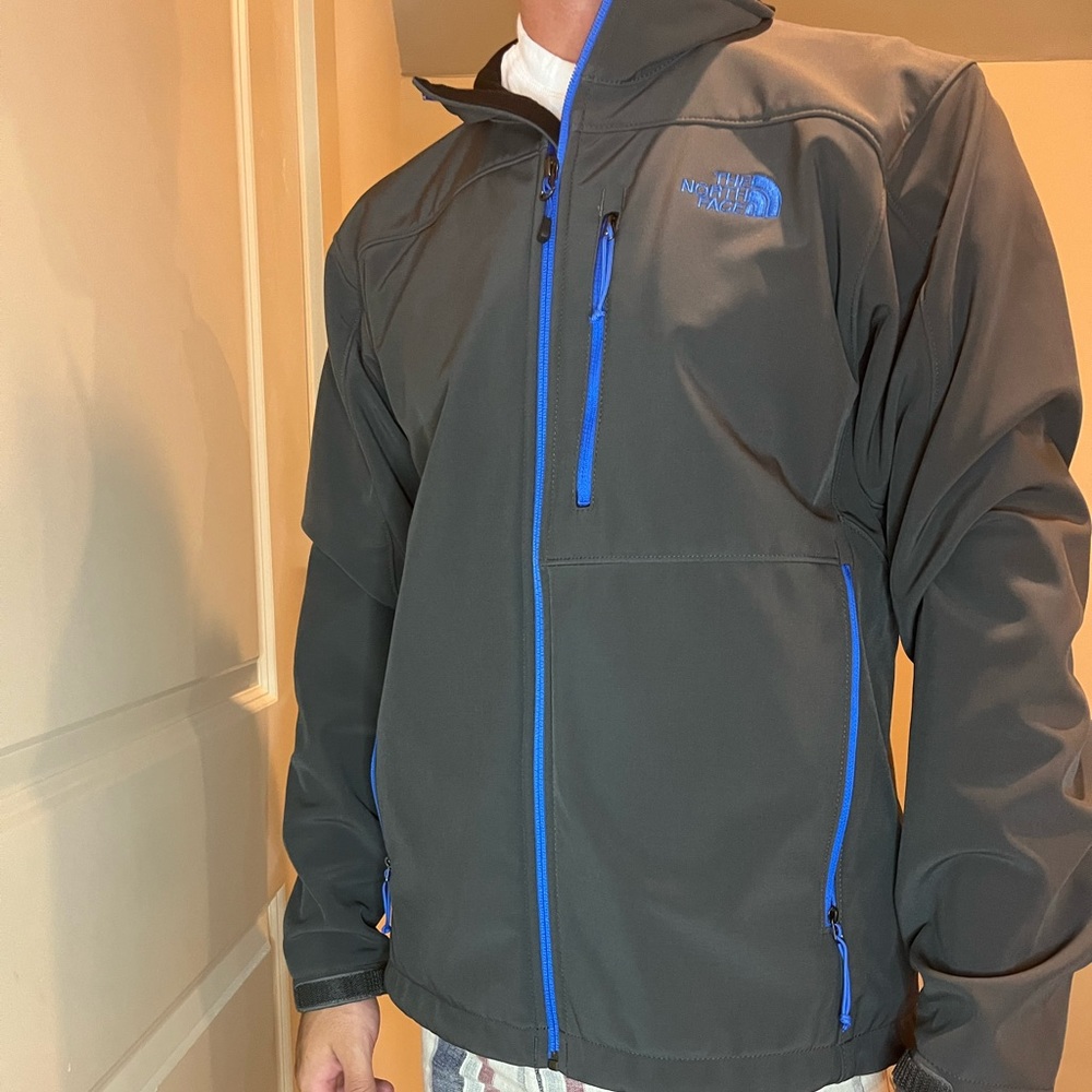 The North Face Apex Bionic Jacket Soft Shell Gray Blue Zip Up